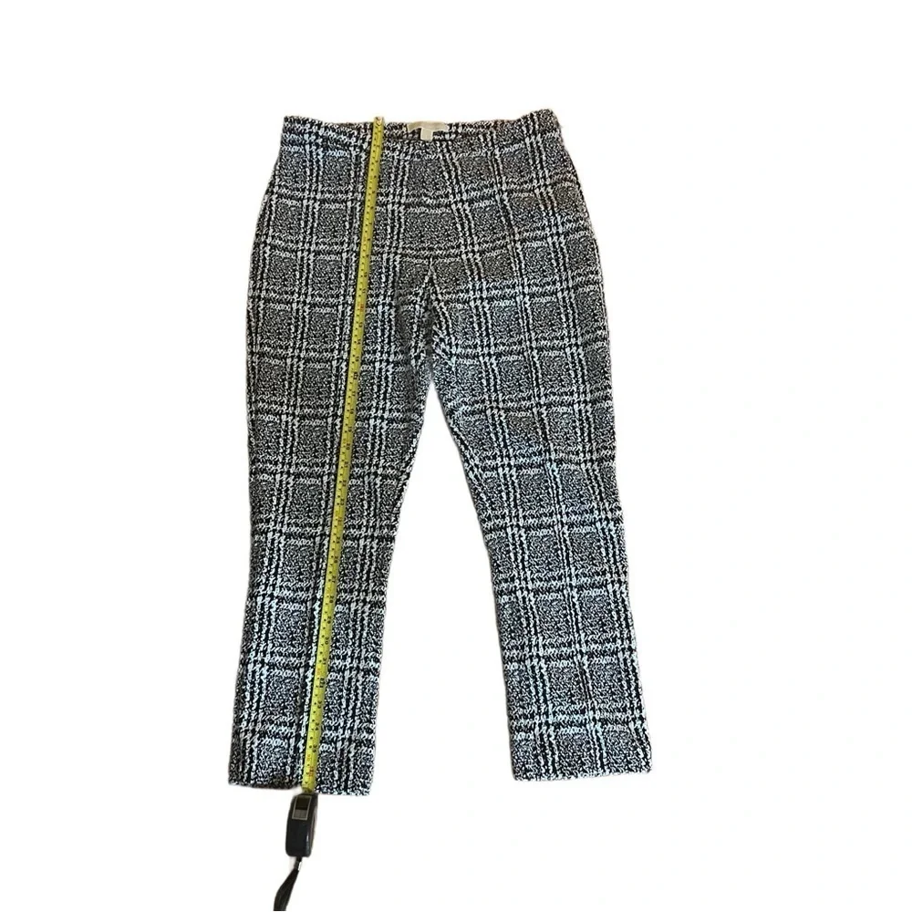 Michael Kors Plaid Straight Cut Pants Trousers Side Zipper Black & Gray Size L